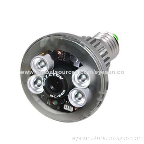 Bulb CCTV Security Hidden Camera with Remote Control Light, IR LED and microSD Card Storage
